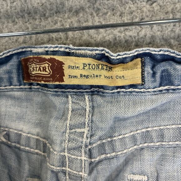 Big Star Pioneer Boot Cut Jean Mens 36R Light Wash Distressed Cowboy Rodeo Ranch - Picture 8 of 11